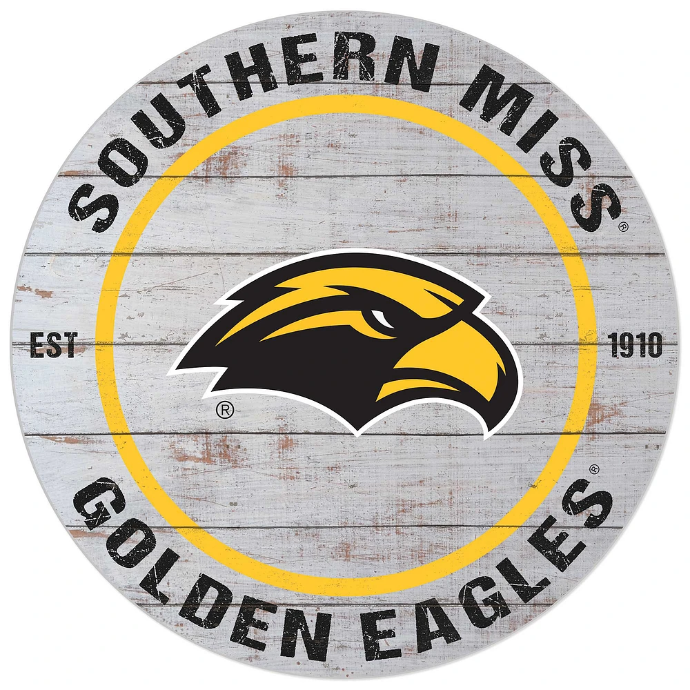 White Southern Miss Golden Eagles 20'' x 20'' Indoor/Outdoor Weathered Circle Sign