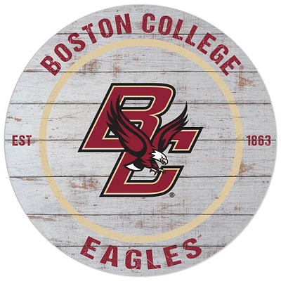 White Boston College Eagles 20'' x 20'' Indoor/Outdoor Weathered Circle Sign