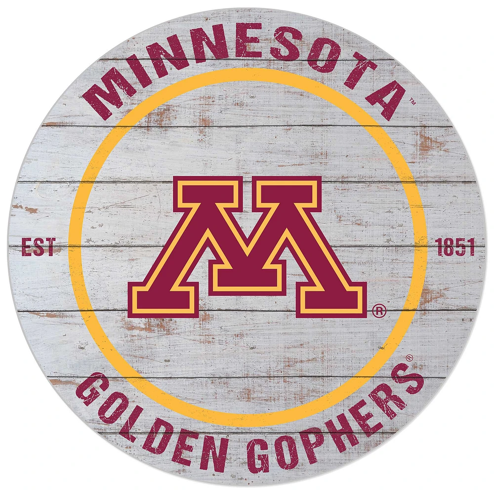 White Minnesota Golden Gophers 20'' x 20'' Indoor/Outdoor Weathered Circle Sign
