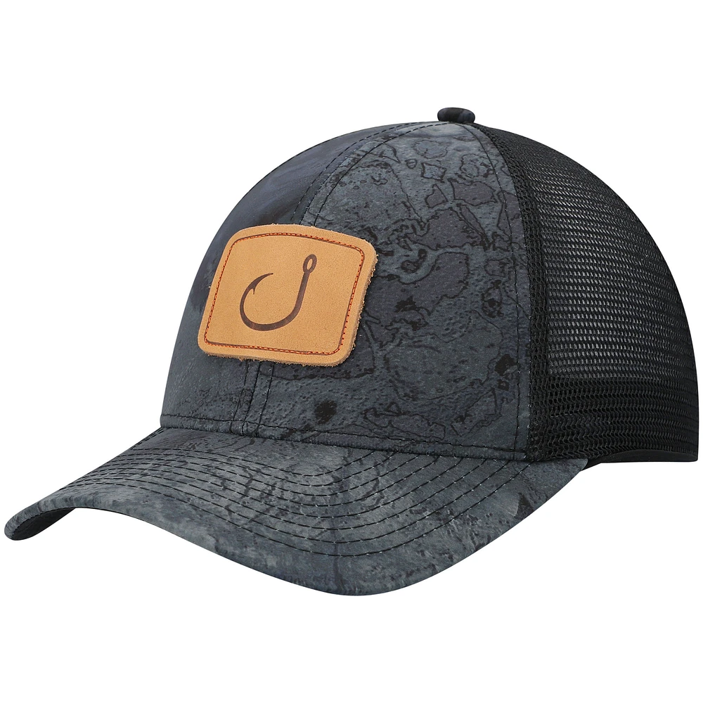 Men's Avid Black Fish Camp Trucker AVIDry Snapback Hat