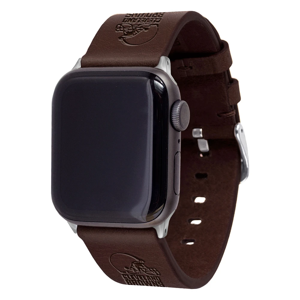 Brown Cleveland Browns Leather Apple Watch Band