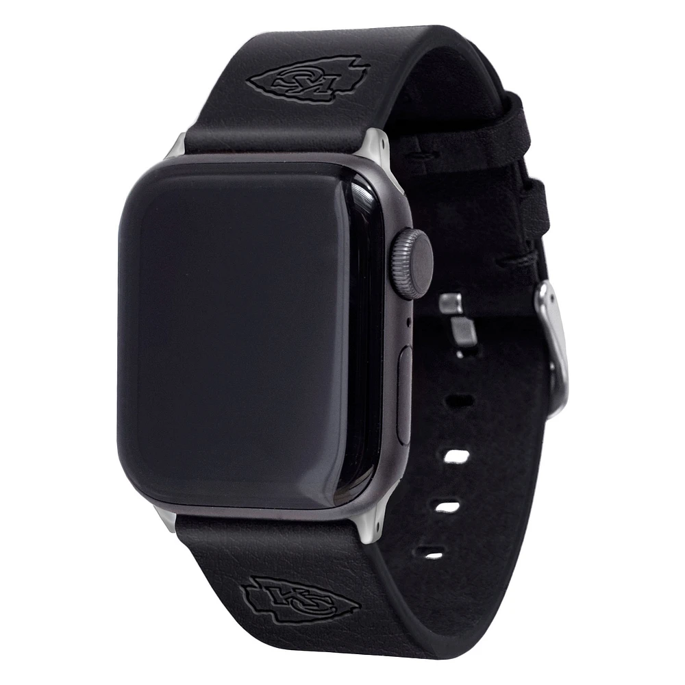 Black Kansas City Chiefs Leather Apple Watch Band