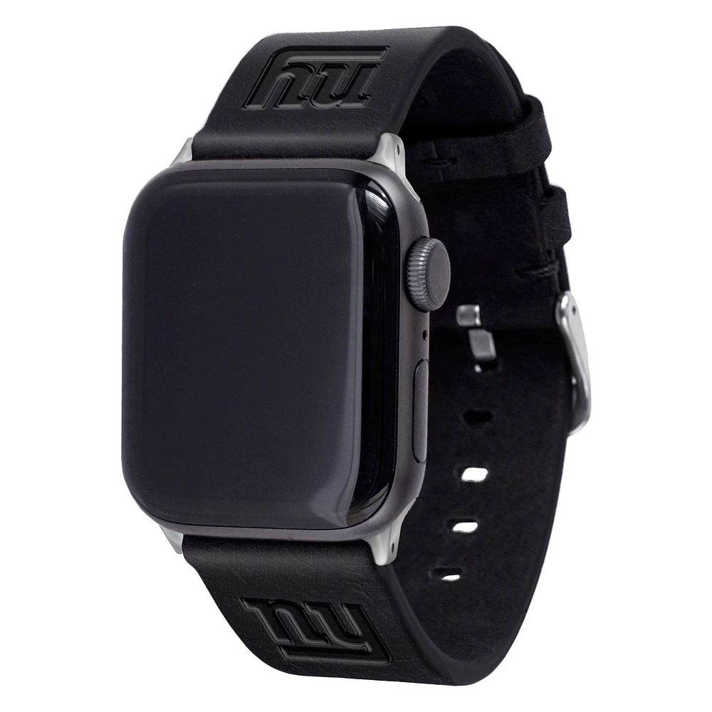 Black New York Giants Leather Apple Watch Band