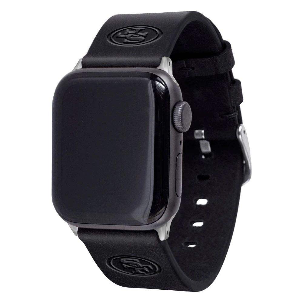 Black San Francisco 49ers Leather Apple Watch Band