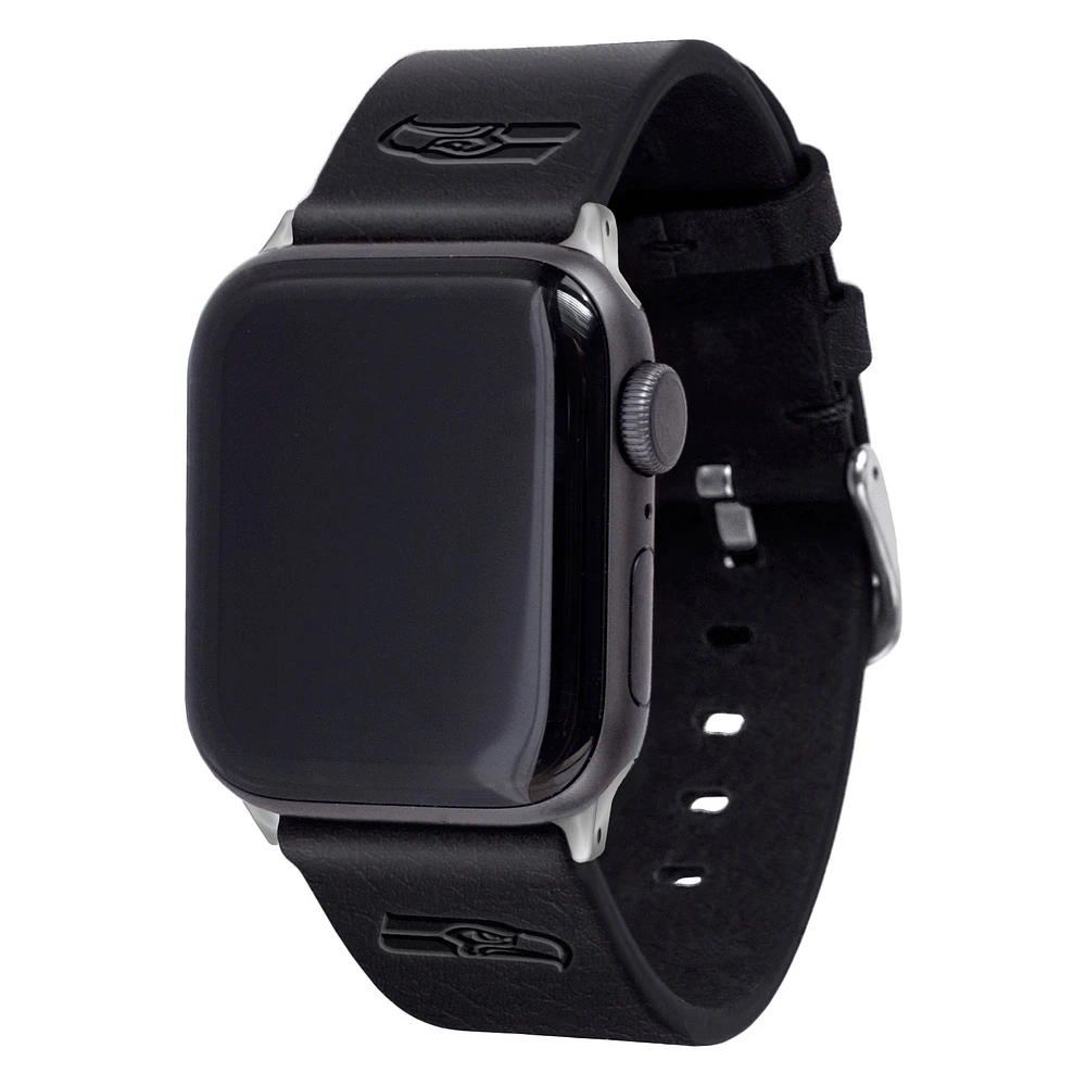 Black Seattle Seahawks Leather Apple Watch Band