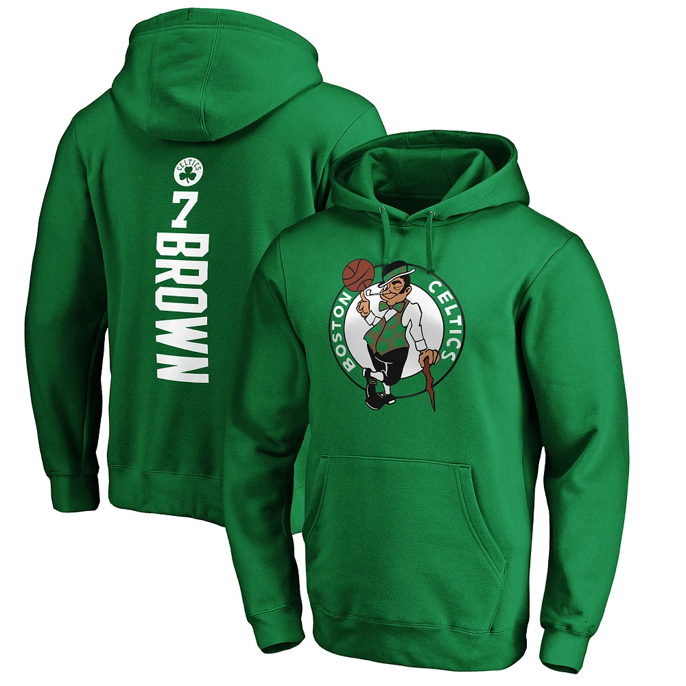 Men's Jaylen Brown Kelly Green Boston Celtics Playmaker Name & Number Pullover Hoodie
