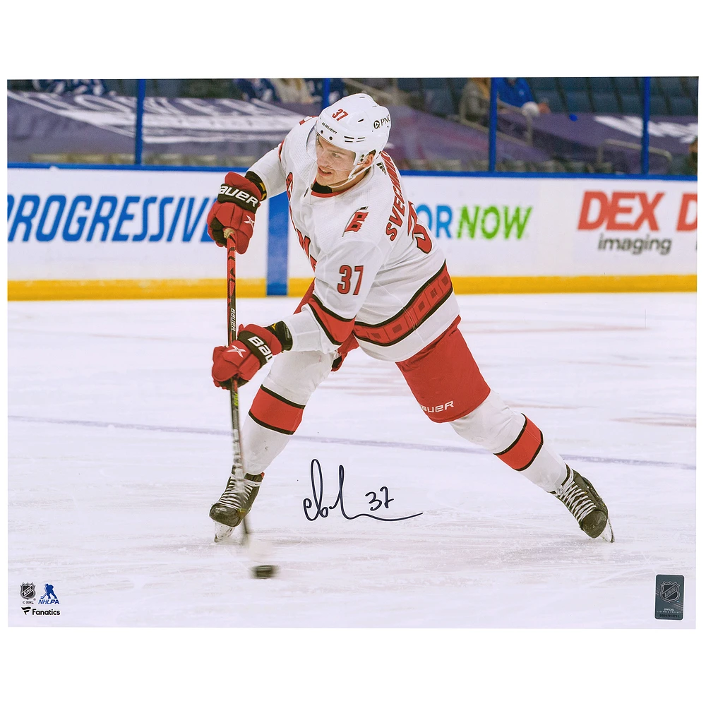 Andrei Svechnikov Carolina Hurricanes Autographed 16" x 20" White Shooting Photograph