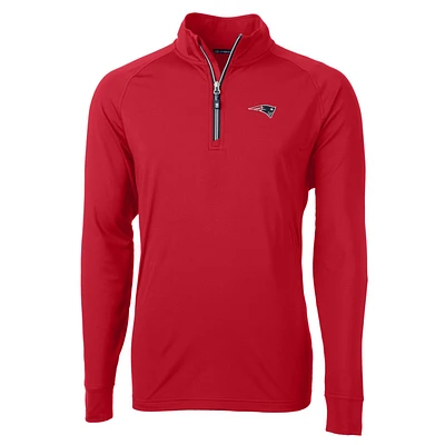 Men's Cutter & Buck Red New England Patriots Adapt Eco Knit Quarter-Zip Pullover Top