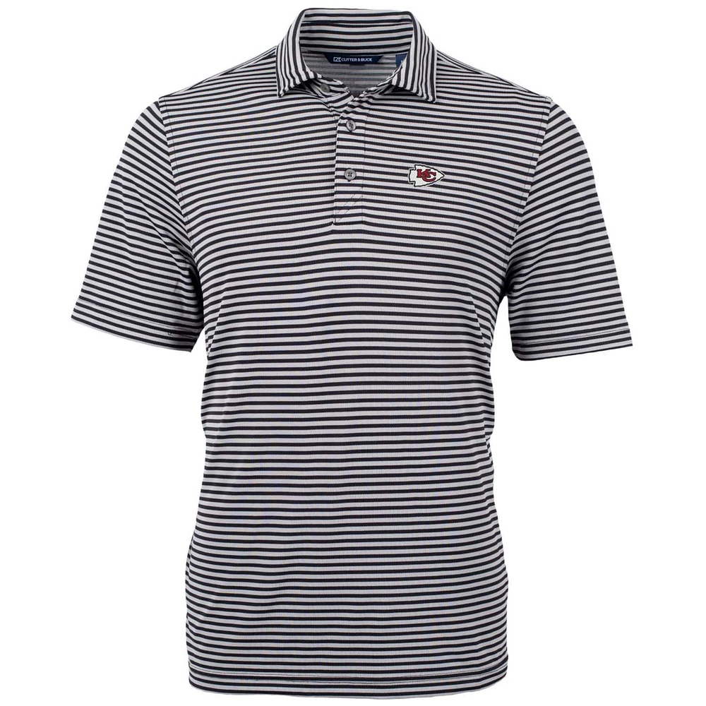 Men's Cutter & Buck Black Kansas City Chiefs Big Tall Virtue Eco Pique Stripe Recycled Polo