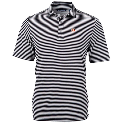 Men's Cutter & Buck Black Cincinnati Bengals Big Tall Virtue Eco Pique Stripe Recycled Polo