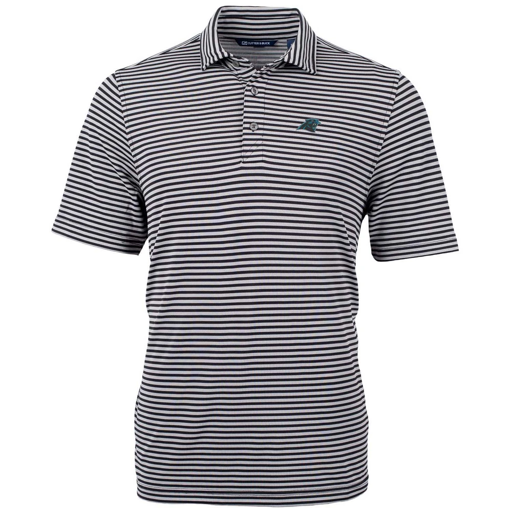 Men's Cutter & Buck Carolina Panthers Big Tall Virtue Eco Pique Stripe Recycled Polo