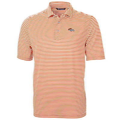 Men's Cutter & Buck Orange Denver Broncos Big Tall Virtue Eco Pique Stripe Recycled Polo