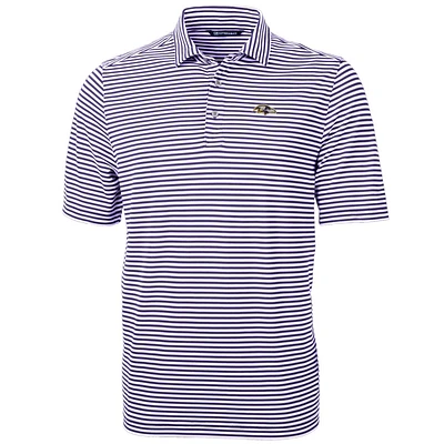 Men's Cutter & Buck Purple Baltimore Ravens Big Tall Virtue Eco Pique Stripe Recycled Polo
