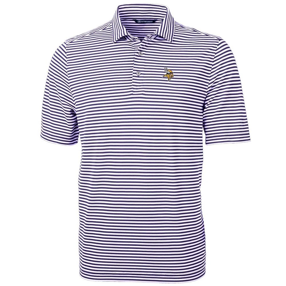 Men's Cutter & Buck Purple Minnesota Vikings Big Tall Virtue Eco Pique Stripe Recycled Polo