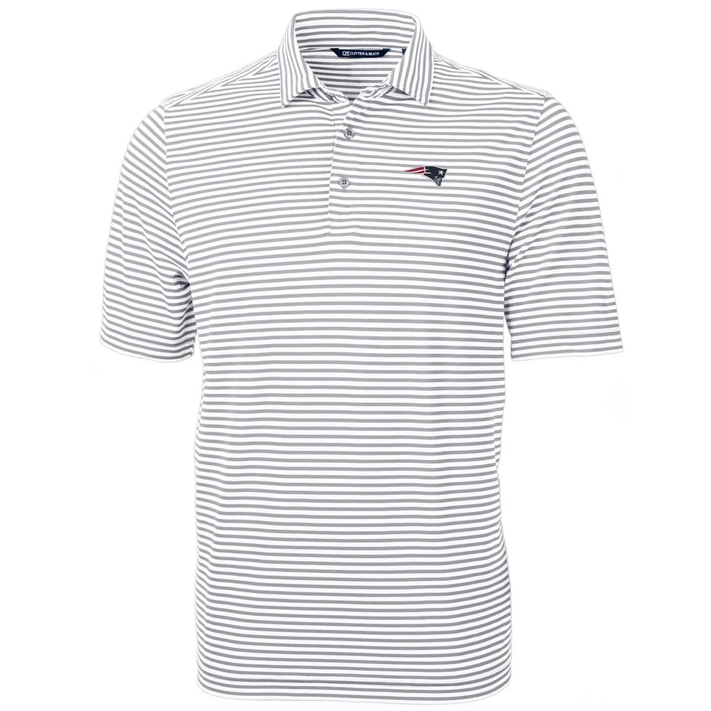 Men's Cutter & Buck White New England Patriots Big & Tall Virtue Eco Pique Stripe Recycled Polo
