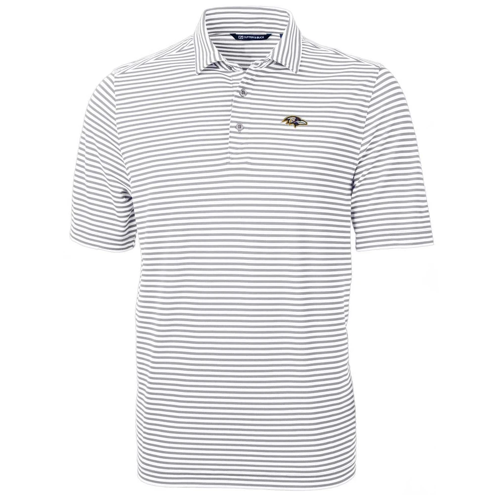 Men's Cutter & Buck White Baltimore Ravens Big Tall Virtue Eco Pique Stripe Recycled Polo