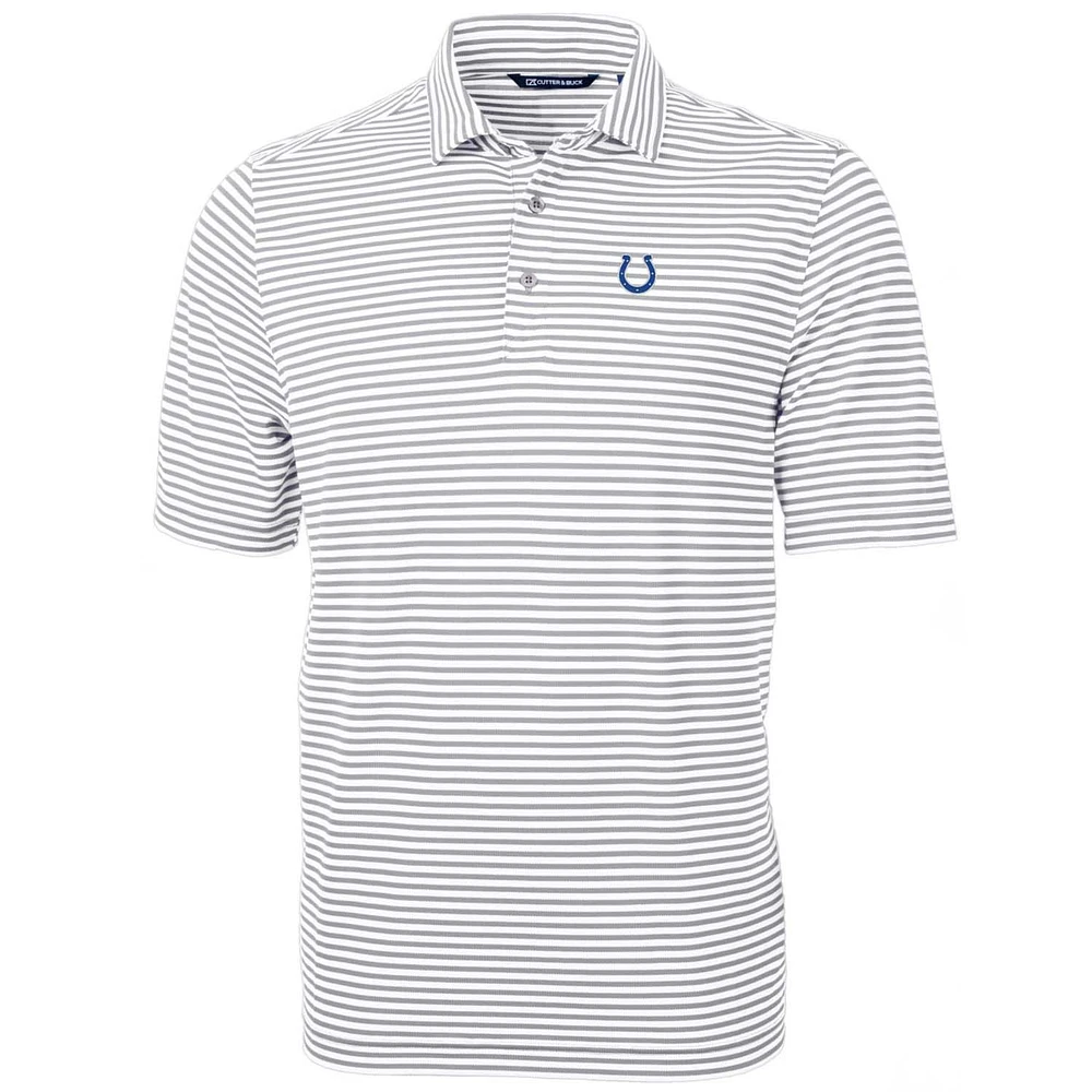 Men's Cutter & Buck White Indianapolis Colts Big & Tall Virtue Eco Pique Stripe Recycled Polo