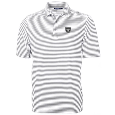 Men's Cutter & Buck White Las Vegas Raiders Big & Tall Virtue Eco Pique Stripe Recycled Polo