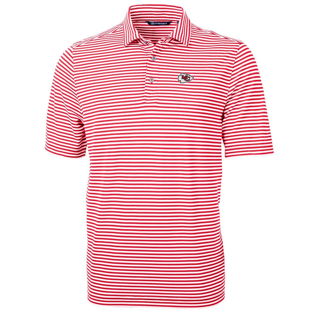 Men's Cutter & Buck Red Kansas City Chiefs Big Tall Virtue Eco Pique Stripe Recycled Polo