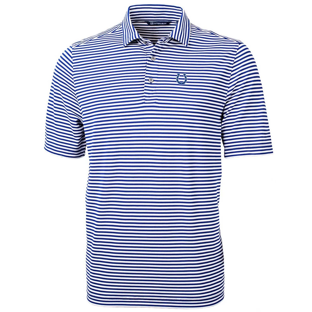 Men's Cutter & Buck Royal Indianapolis Colts Big Tall Virtue Eco Pique Stripe Recycled Polo