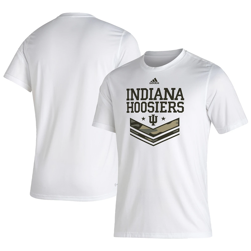 Men's adidas White Indiana Hoosiers Salute To Service Creator T-Shirt