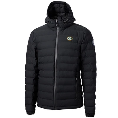 Men's Cutter & Buck Black Green Bay Packers Mission Ridge Repreve Full-Zip Puffer Jacket