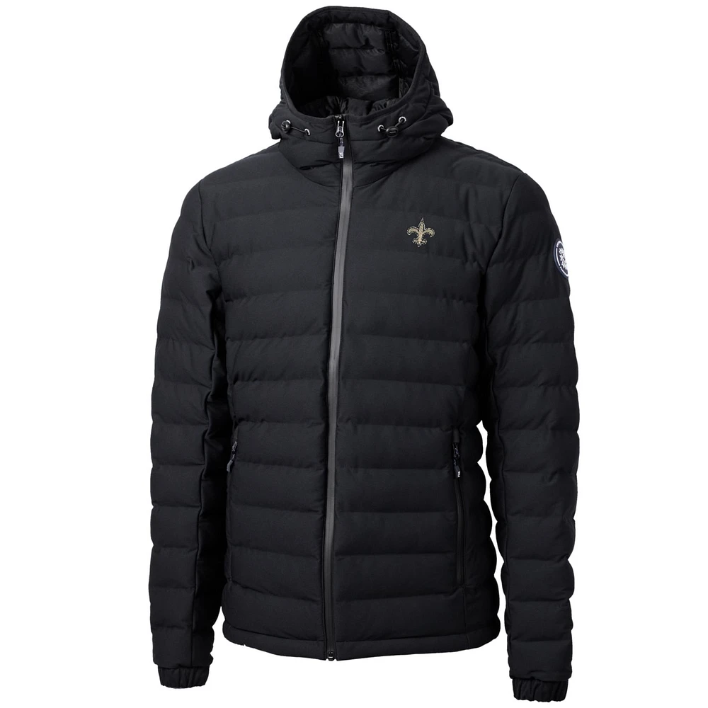 Men's Cutter & Buck Black New Orleans Saints Mission Ridge Repreve Full-Zip Puffer Jacket