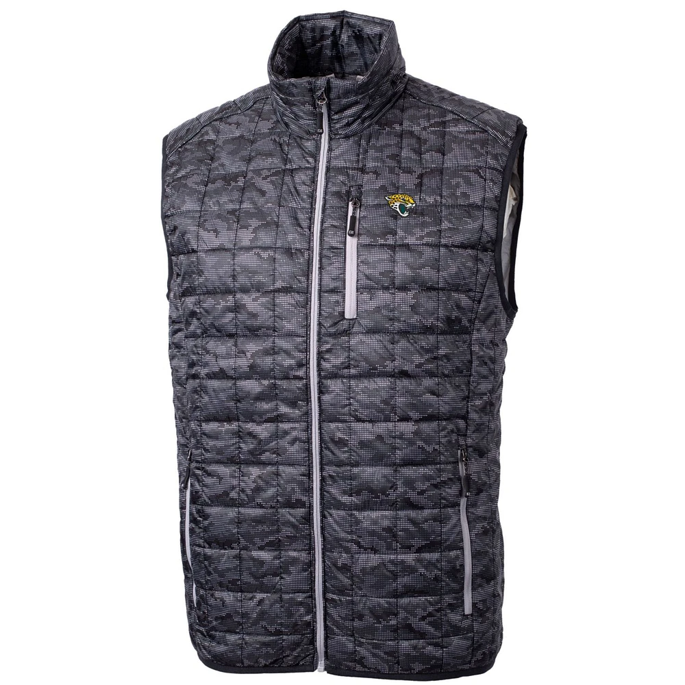 Men's Cutter & Buck Black Jacksonville Jaguars Rainier Printed Full-Zip Puffer Vest