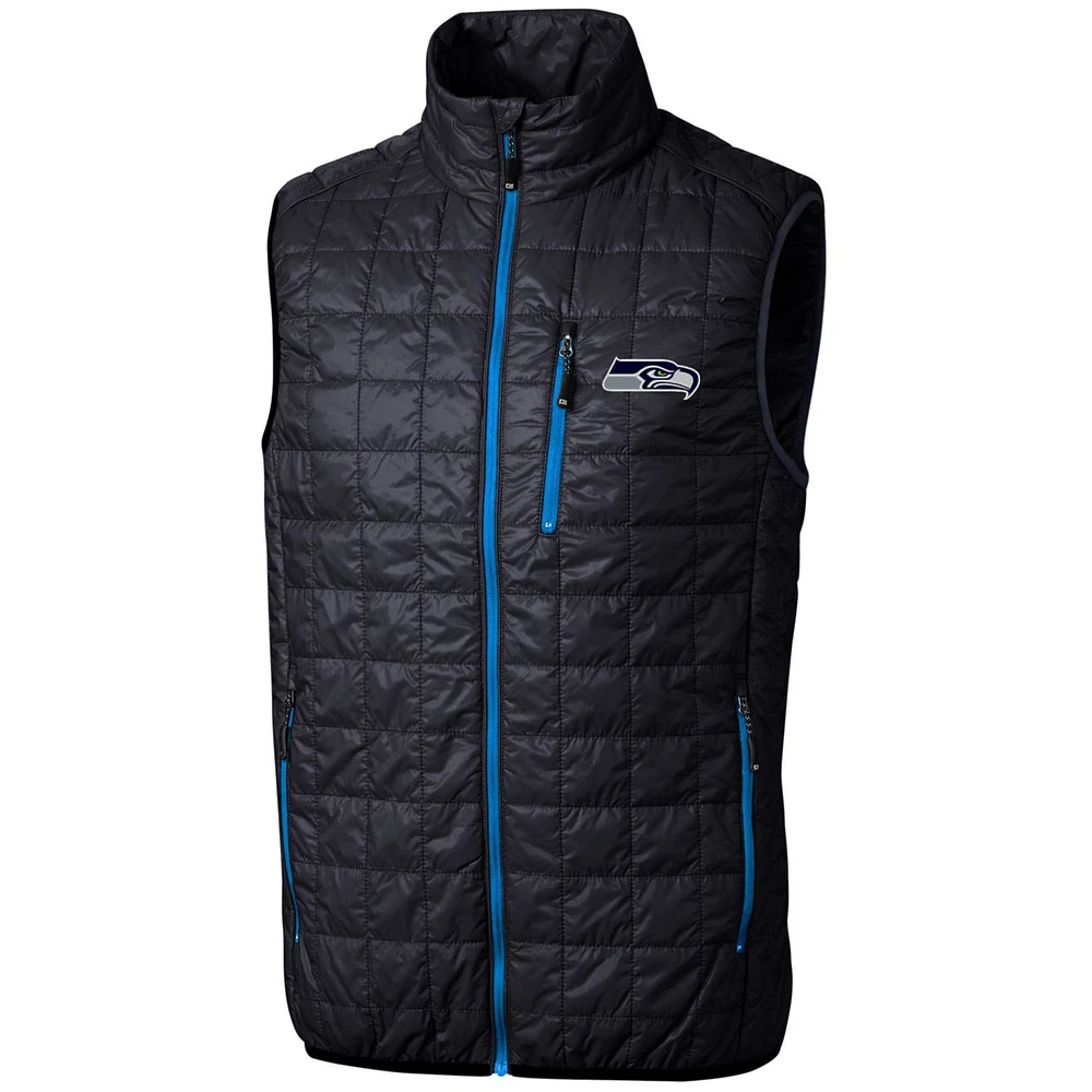 Men's Cutter & Buck Navy Seattle Seahawks Rainier Full-Zip Puffer Vest
