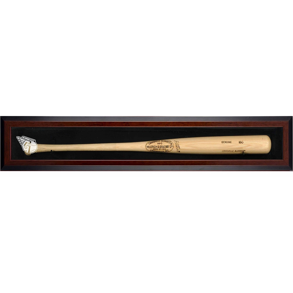 Cleveland Guardians Logo Brown Framed Wall-Mounted Single Bat Display Case