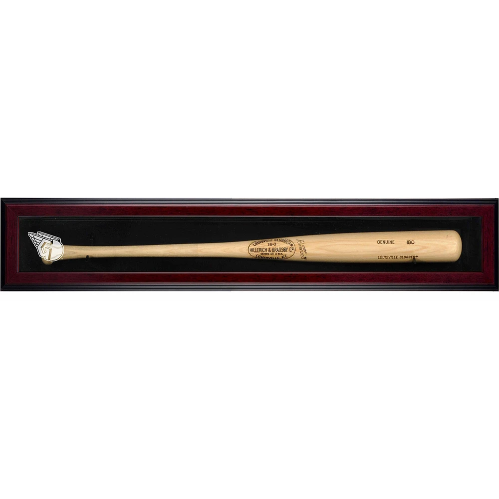 Cleveland Guardians Logo Mahogany Framed Wall-Mounted Single Bat Display Case