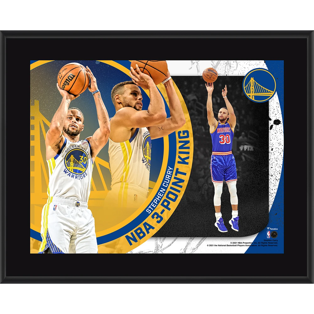 Stephen Curry Golden State Warriors 10.5" x 13" NBA All-Time 3-Point Leader Sublimated Plaque