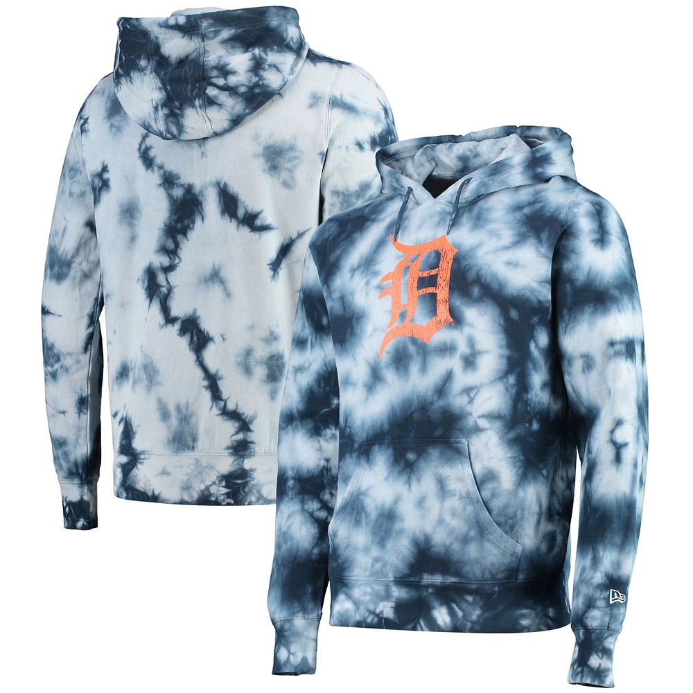 Men's New Era Navy Detroit Tigers Tie-Dye Pullover Hoodie