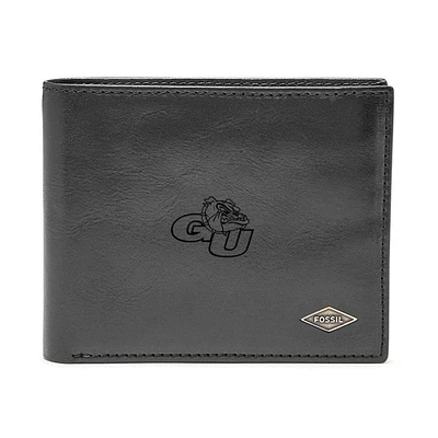 Men's Fossil Black Gonzaga Bulldogs Leather Ryan RFID Flip ID Bifold Wallet