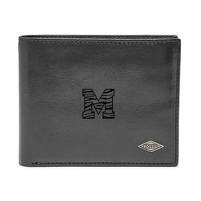 Men's Fossil Black Memphis Tigers Leather Ryan RFID Flip ID Bifold Wallet