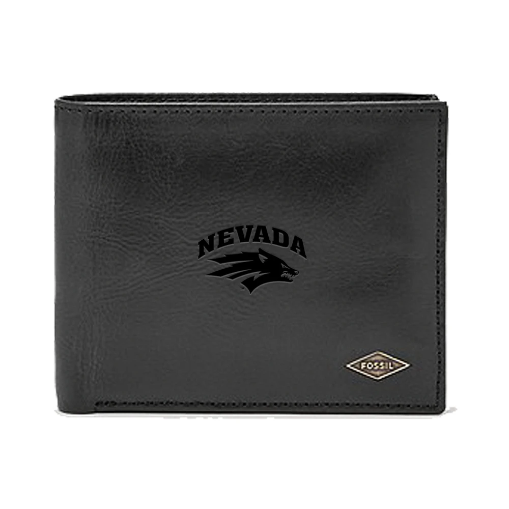 Men's Fossil Black Nevada Wolf Pack Leather Ryan RFID Passcase Wallet