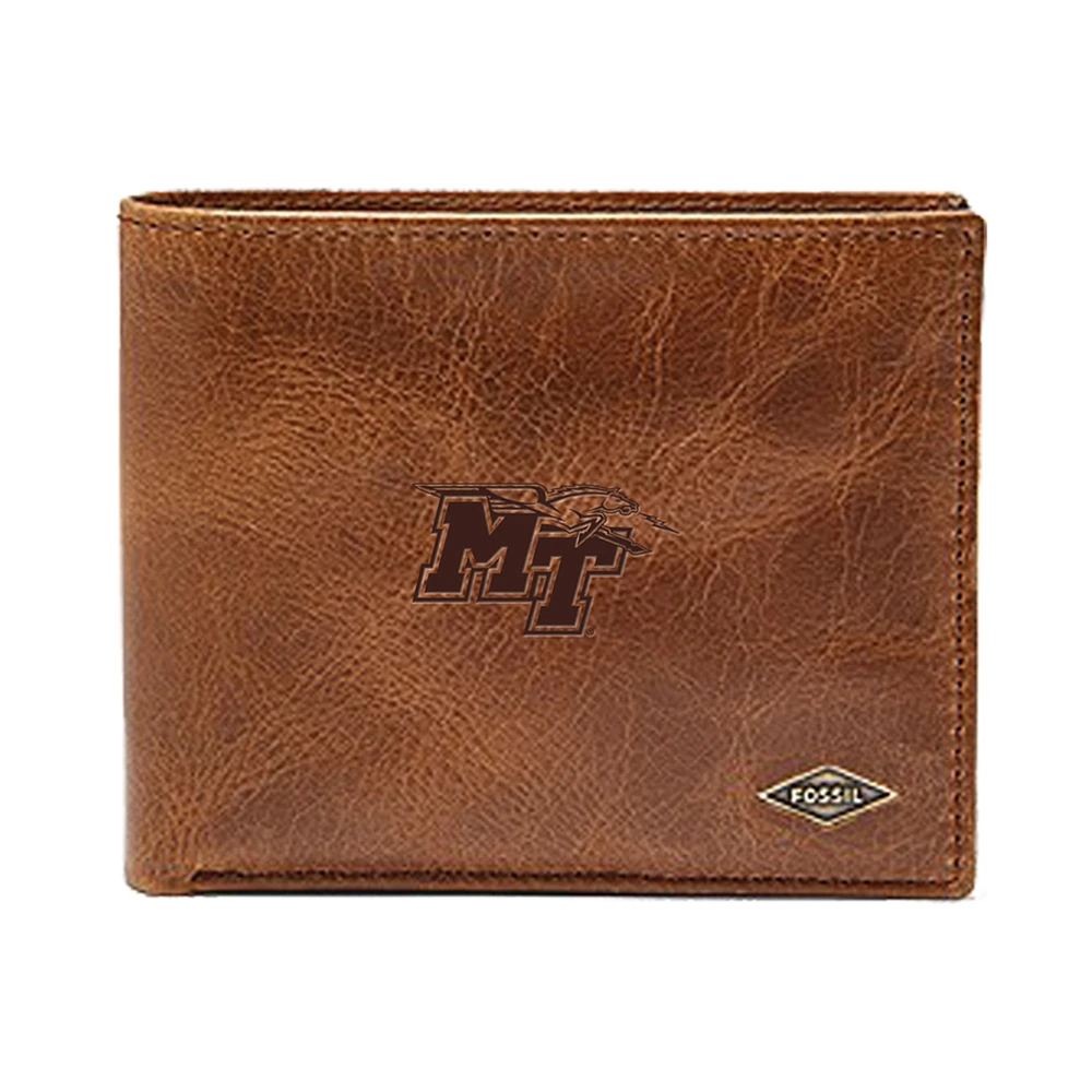 Men's Fossil Brown MTSU Blue Raiders Leather Ryan RFID Passcase Wallet