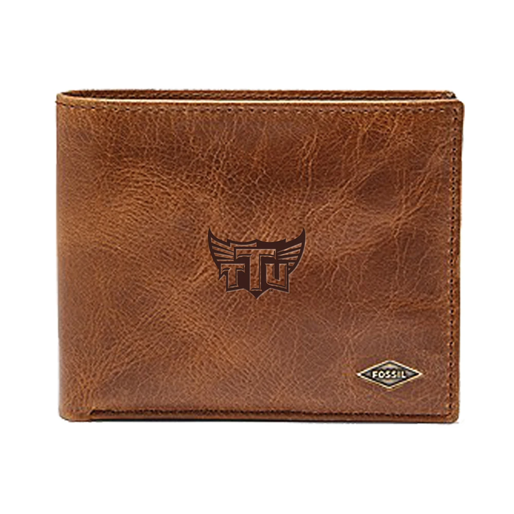 Men's Fossil Brown Tennessee Tech Golden Eagles Leather Ryan RFID Passcase Wallet