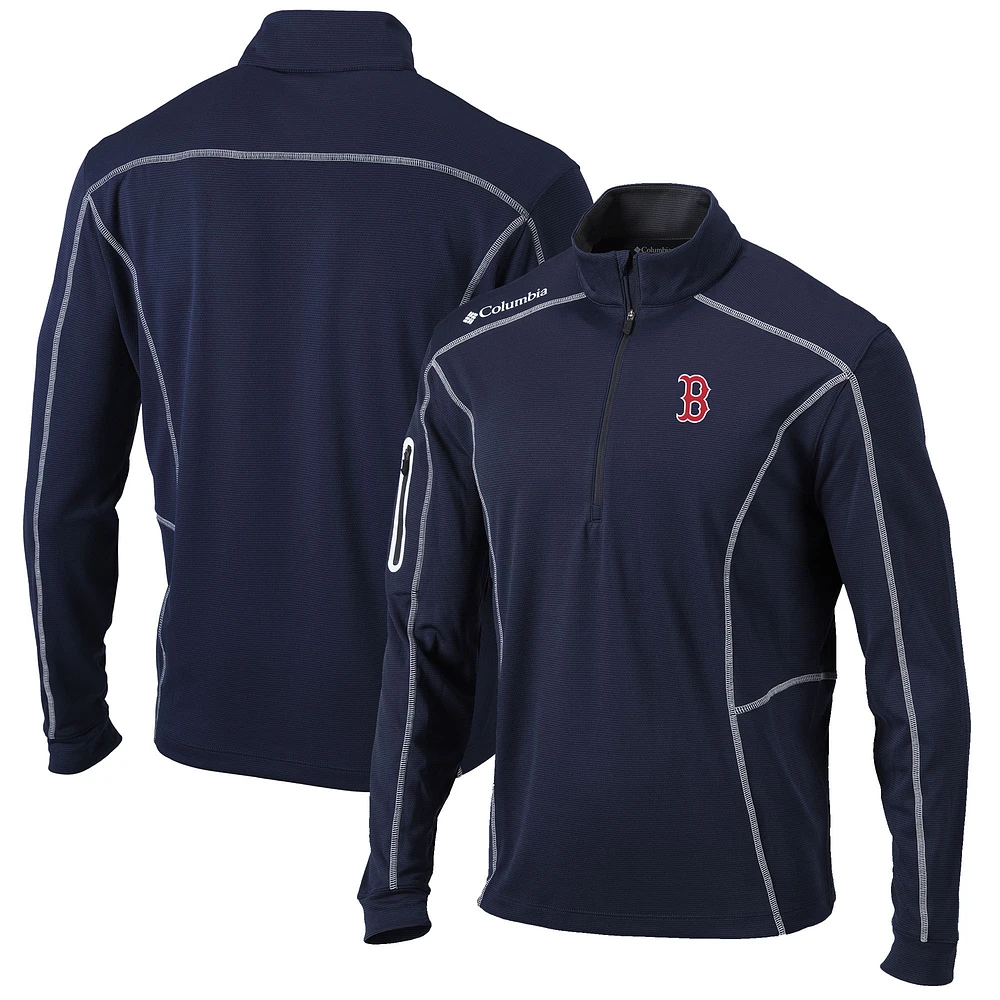 Men's Columbia Navy Boston Red Sox Shotgun Omni-Wick Quarter-Zip Pullover Jacket