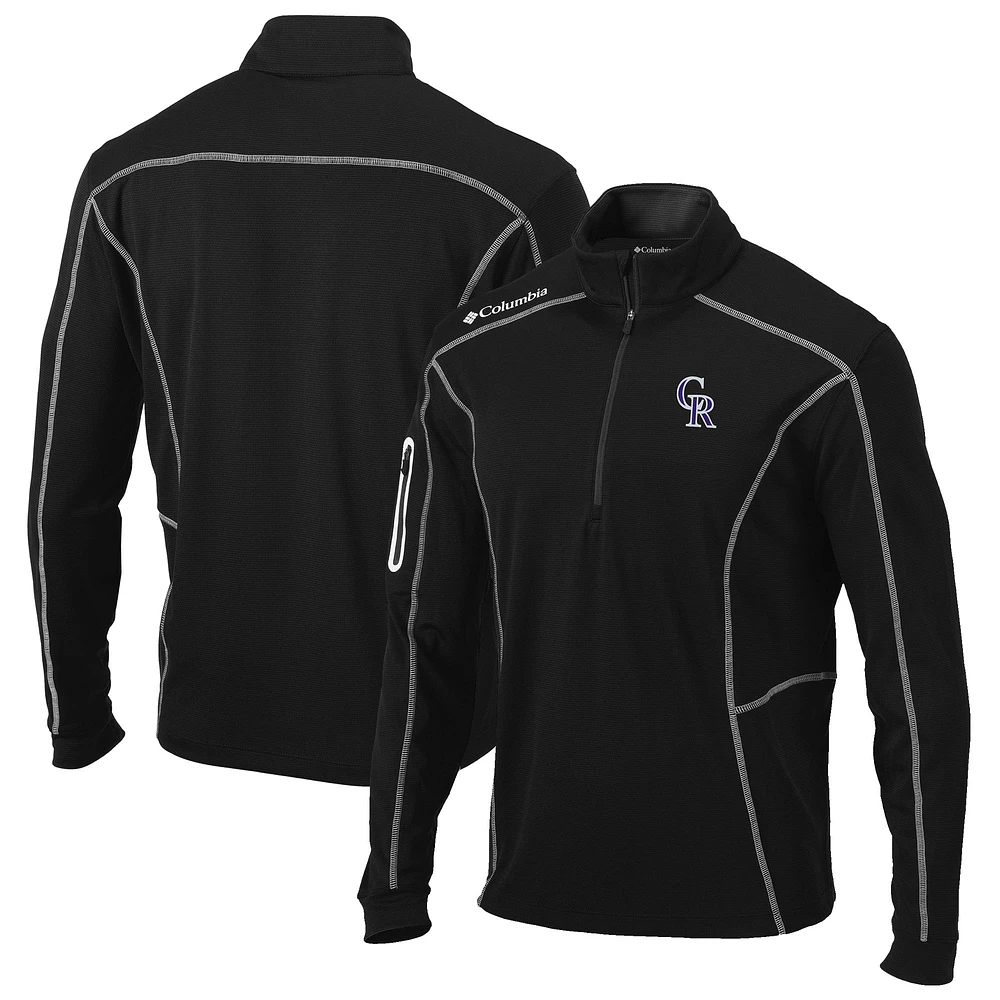 Men's Columbia Black Colorado Rockies Shotgun Omni-Wick Quarter-Zip Pullover Jacket