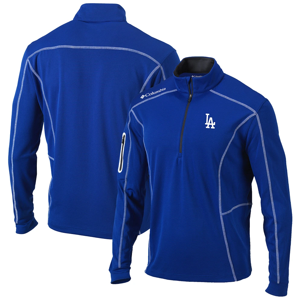 Men's Columbia Royal Los Angeles Dodgers Shotgun Omni-Wick Quarter-Zip Pullover Jacket