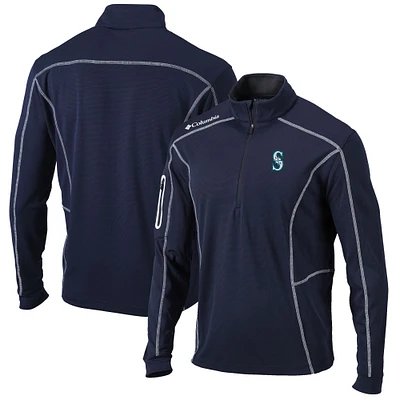 Men's Columbia Navy Seattle Mariners Shotgun Omni-Wick Quarter-Zip Pullover Jacket