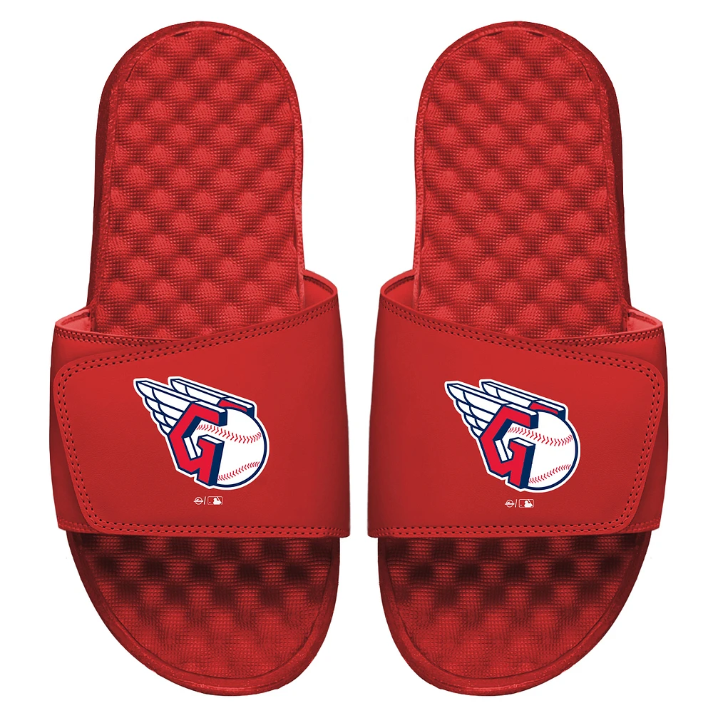 Men's ISlide Red Cleveland Guardians Primary Logo Slide Sandals