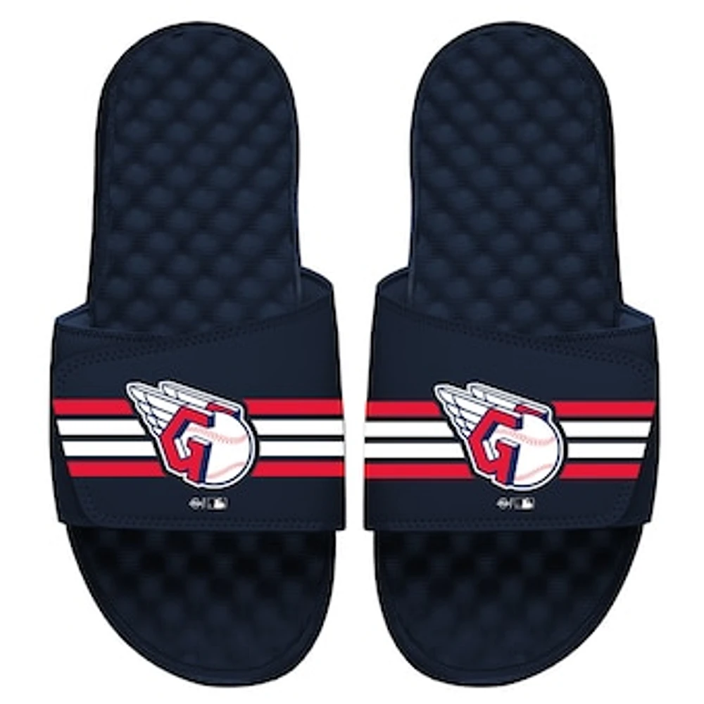 Men's ISlide Navy Cleveland Guardians Stripe Slide Sandals
