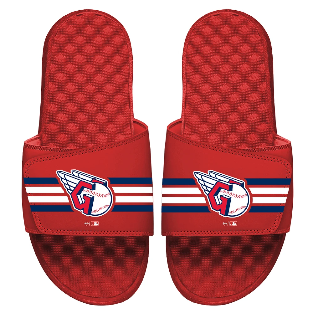 Youth ISlide Red Cleveland Guardians Stripe Slide Sandals