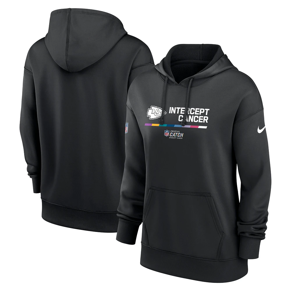 Women's Nike Black Kansas City Chiefs NFL Crucial Catch Therma Performance Pullover Hoodie