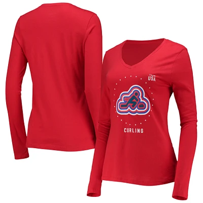 Women's Fanatics Red Team USA Curling Long Sleeve T-Shirt
