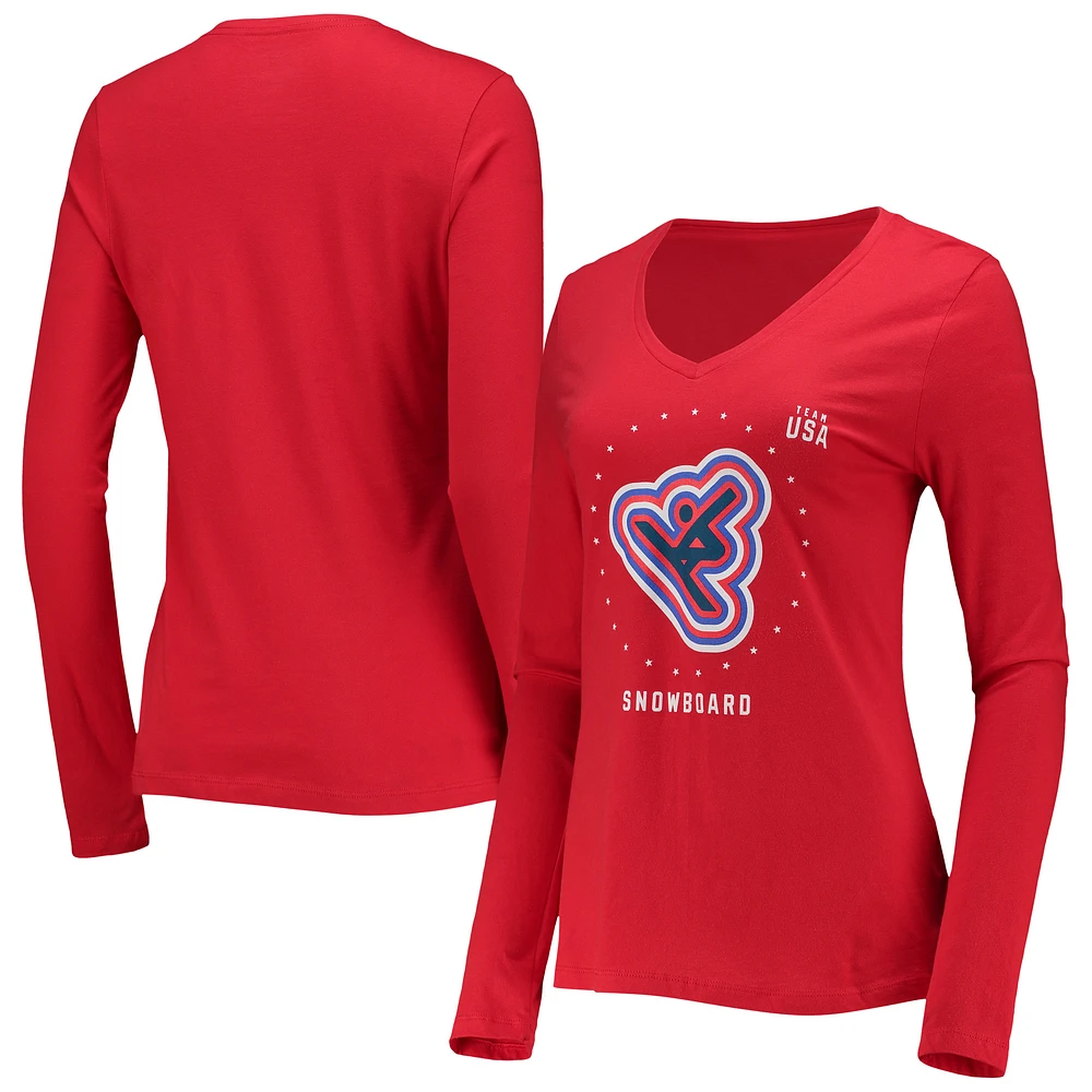 Women's Fanatics Red Team USA Snowboarding Long Sleeve T-Shirt