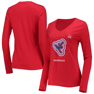 Women's Fanatics Red Team USA Snowboarding Long Sleeve T-Shirt