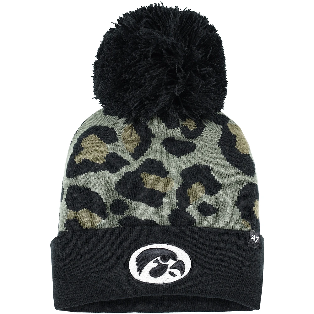 Women's '47 Hunter Green Iowa Hawkeyes Bagheera Cuffed Knit Hat with Pom